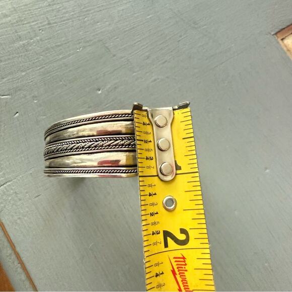 JJ Textured 925 Sterling Silver Cuff Bracelet - Picture 11 of 14